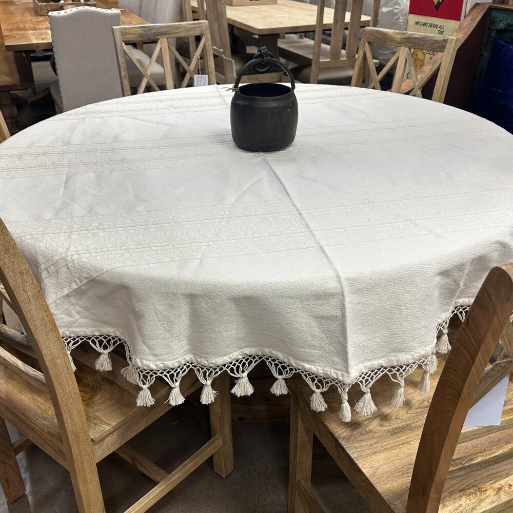 75'' Round Tablecloth from Oaxaca Mexico made with 100 % Handloom cotton…